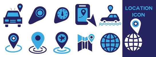 Location icon set. flat vector , map, Solid icons vector