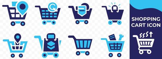 compras carro icono conjunto en sencillo , vector ilustración