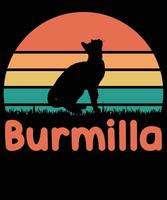 Burmilla cat sunset t-shirt design vector