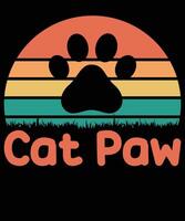 Cat paw sunset T-shirt design vector