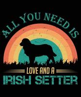 All you need is love and a Irish setter cat vintage T-shirt design. vector