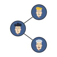 People communicate in social networks. The family is talking online. Social communication on the Internet at a distance. User avatars, human head. Vector illustration