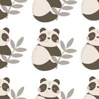 Seamless pattern with cartoon pandas. colorful vector for kids. hand drawing, flat style. baby design for fabric, print, textile