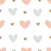 Seamless pattern with cartoon hearts. Colorful vector flat style. hand drawing. valentines day. Romantic design for print, wrapper, fabric.