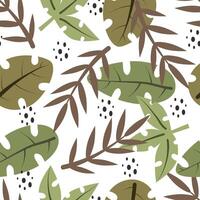 Seamless tropical pattern with leaves. Colorful vector, flat style. Jungle summer design for fabric, print, textile, wrapper. vector