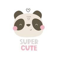 súper lindo. dibujos animados panda, mano dibujo letras, decorativo elementos. plano estilo, vistoso vector para niños. bebé diseño para tarjetas, póster decoración, camiseta impresión