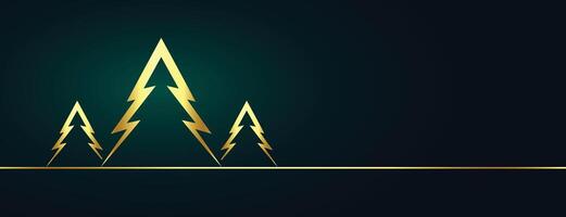 golden christmas tree banner with text spac vector