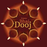 Happy bhai dooj traditional diya decoration background vector