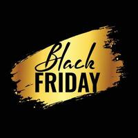 black friday background with golden splatter brush stroke vector