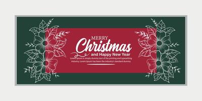 merry christmas banner set and happy new year banner, social media cover and web banner vector