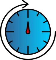 Round Clock Line Filled Gradient  Icon vector