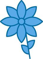 flor lleno azul icono vector