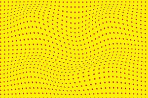 modern simple abstract red color small polka dot wavy distort pattern on yellow background. vector