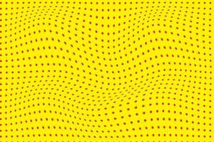 modern simple abstract red color small polka dot wavy distort pattern on yellow background. vector