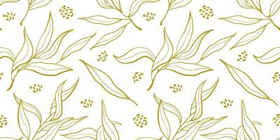 seamless pattern with golden leaves. Vector abstract nature illustration.