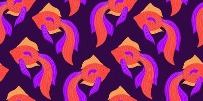 Seamless pattern with abstract fish. Vector hand drawn illustration.