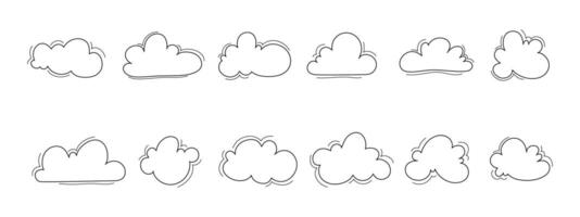 set of black and white cloud icons. Vector sky design element illustration.