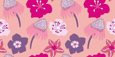 seamless pattern with flowers. Vector hand drawn floral illustration.