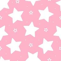 Seamless pattern with white stars on pink background vector