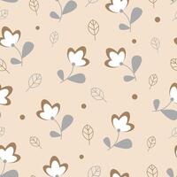 Seamless pattern with flowers on beige background vector