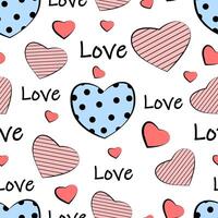 Seamless pattern with hearts on white background vector