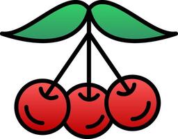 Tart Cherries Line Filled Gradient  Icon vector