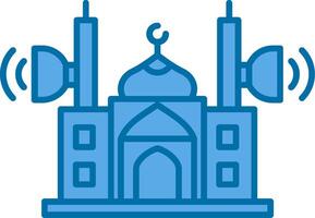 Mosque Speaker Filled Blue  Icon vector