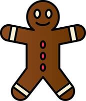 Gingerbread Man Line Filled Gradient  Icon vector