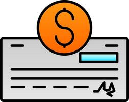 Pay Check Line Filled Gradient  Icon vector