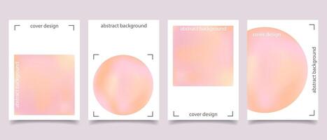 Collection of backgrounds with holographic effect. Peach fuzz background collection. Set of cover or poster templates. Vector