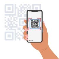 QR code mobile phone scan on screen. Business and technology concept. Illustration. Vector. vector