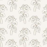 Seamless pattern, contour flowers, leaves and plants in pastel shades. Abstract background for textile, print. Vector