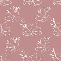 Seamless pattern, contour flowers, leaves and plants in pastel shades. Abstract background for textile, print. Vector