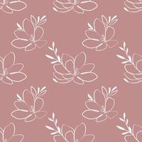 Seamless pattern, contour flowers, leaves and plants in pastel shades. Abstract background for textile, print. Vector