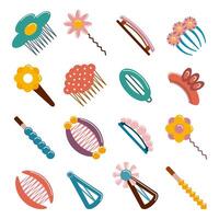 Big set of clips and hairpins Icons, vector