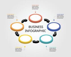 5 circle template for infographic for presentation for 5 element vector