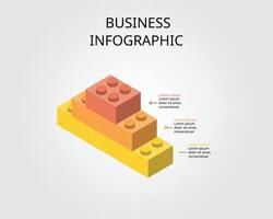 pyramid brick chart template for infographic for presentation for 3 element vector