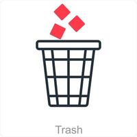 basura y eliminar icono concepto vector