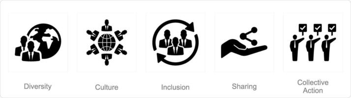 A set of 5 Community icons as diversity, culture, inclusion vector