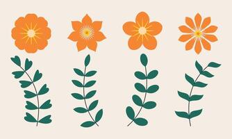 Vector Collection of Spring Flowers and Leaves. Beautiful Decorative Design for Banners, Posters, Greeting Cards, Web.