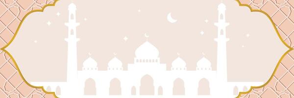 Luxury Islamic background, with mosque, star and dome icons. Banner template with empty space for text. vector illustration of Islamic holidays