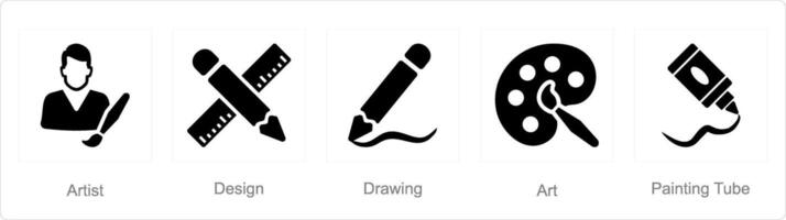 A set of 5 Art icons as artist, design, drawing vector