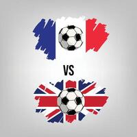 United Kingdom VS France Soccer Match. Flat vector football game design illustration concept.