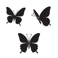 A vector silhouette set of butterflies isolated on a white background