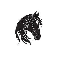 Horse head black vector silhouette white background stallion male portrait