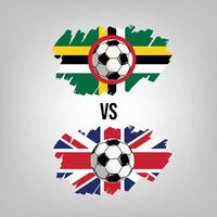 United Kingdom VS Dominica Soccer Match. Flat vector football game design illustration concept.