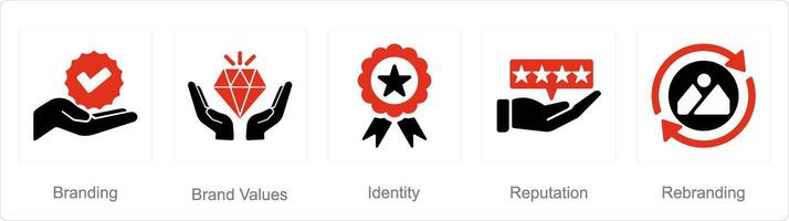 A set of 5 Branding icons as branding, brand values, identity vector