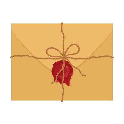 Brown Vintage Envelope with Red Wax Seal