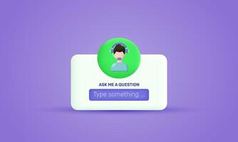 3d icon realistic concept question ask me social media vector design