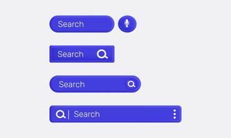 3d realistic icon search bar set web ui vector design